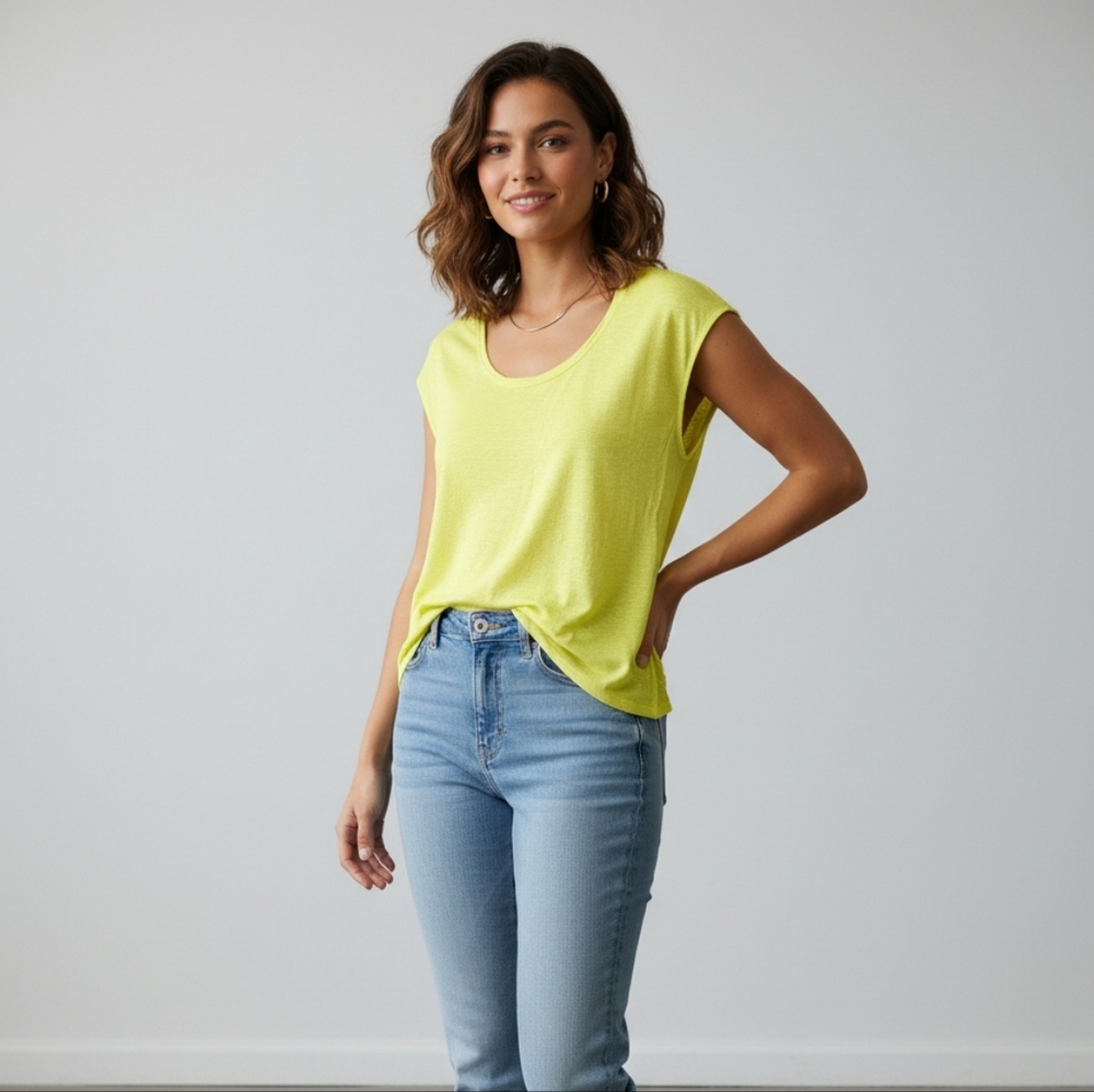 Eileen Fisher Sunny Yellow Short Sleeve Top